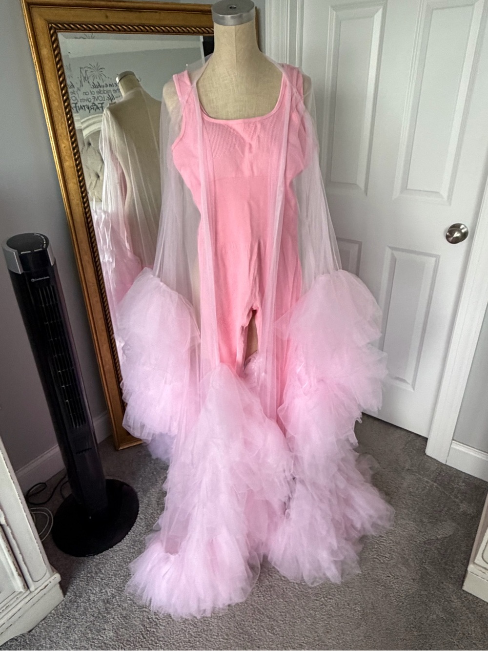 Source Unknown Pink Sheer Tulle Duster Robe